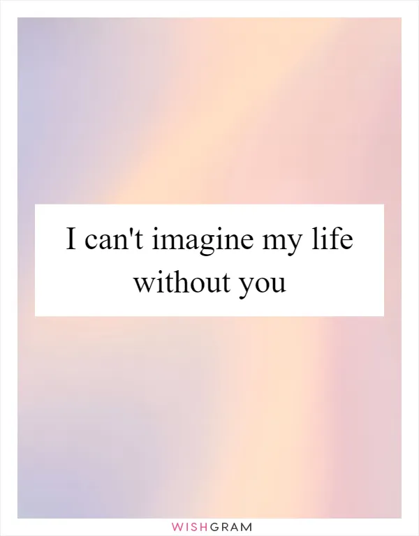 I can't imagine my life without you
