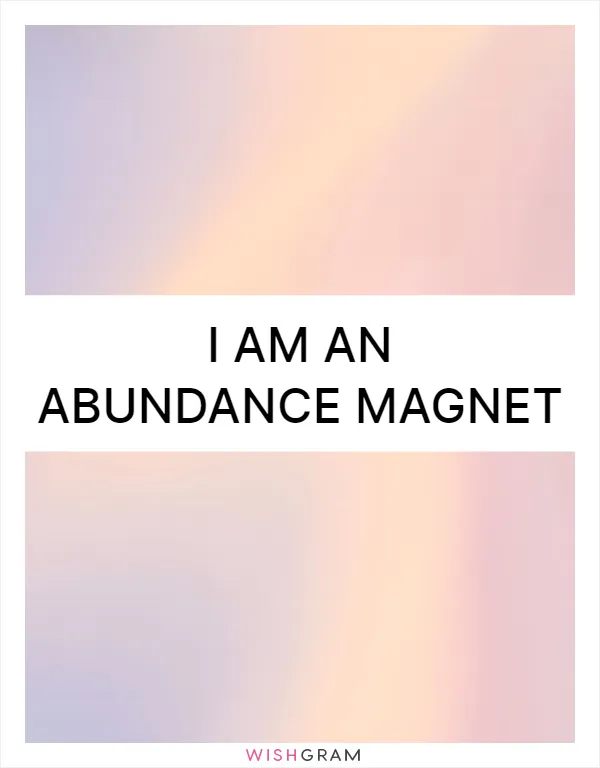 I am an abundance magnet