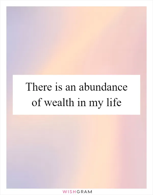 There is an abundance of wealth in my life