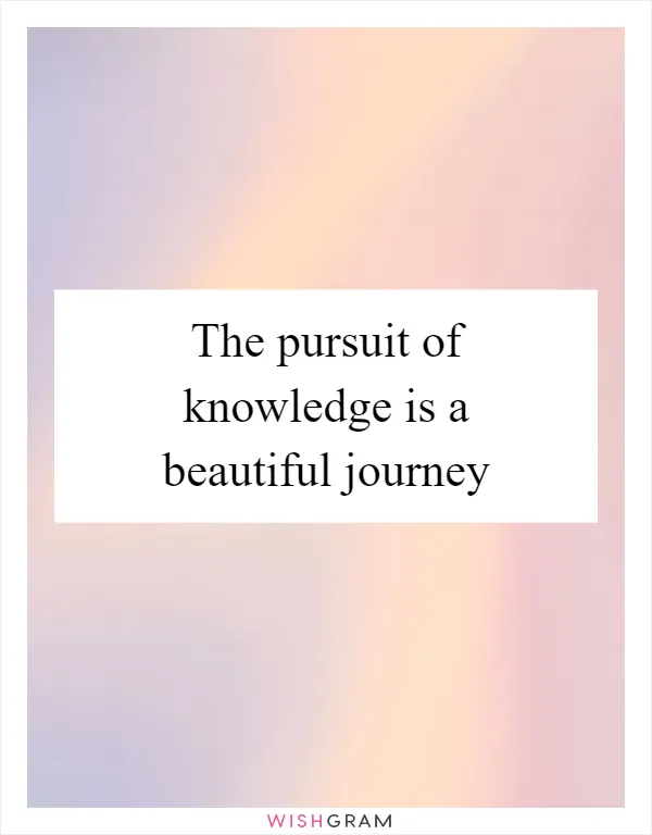 The pursuit of knowledge is a beautiful journey