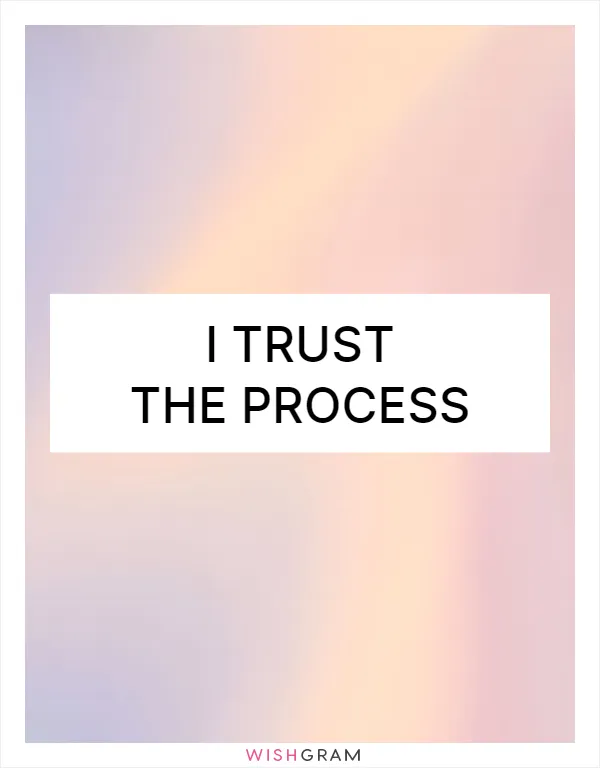 I trust the process