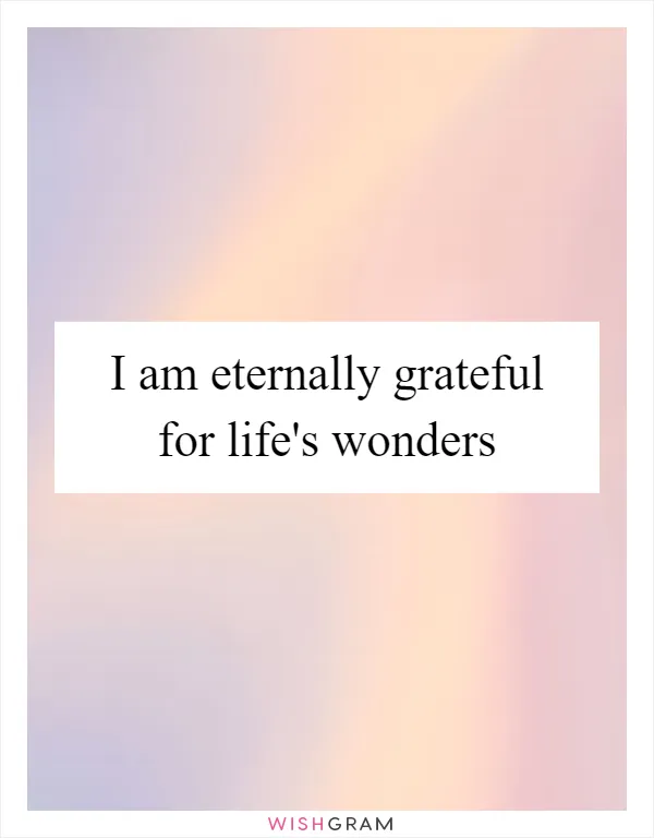I am eternally grateful for life's wonders