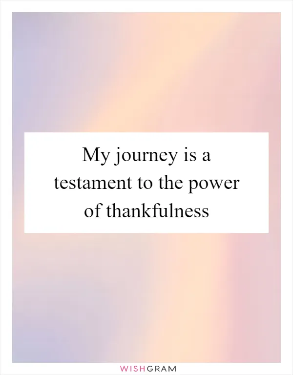 My journey is a testament to the power of thankfulness