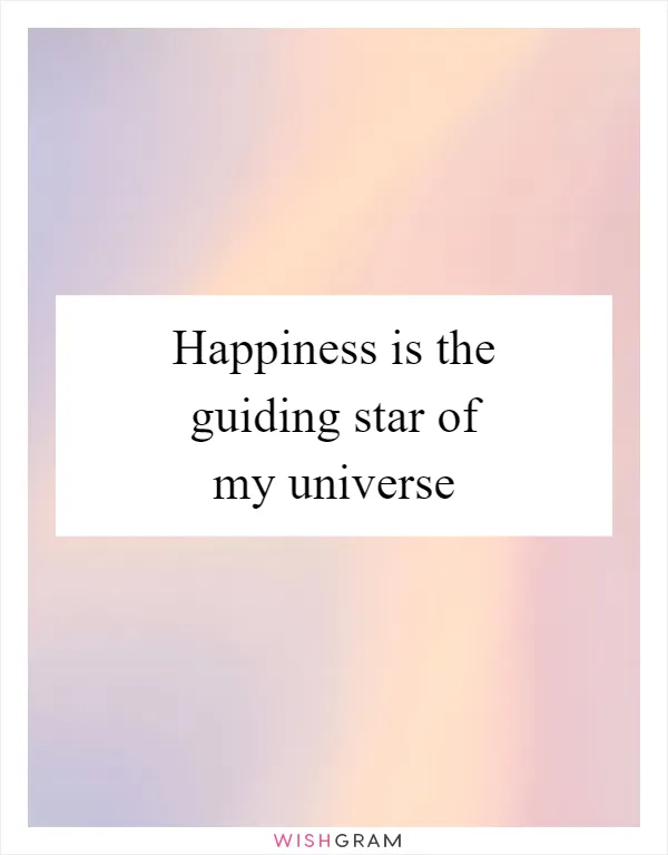 Happiness is the guiding star of my universe