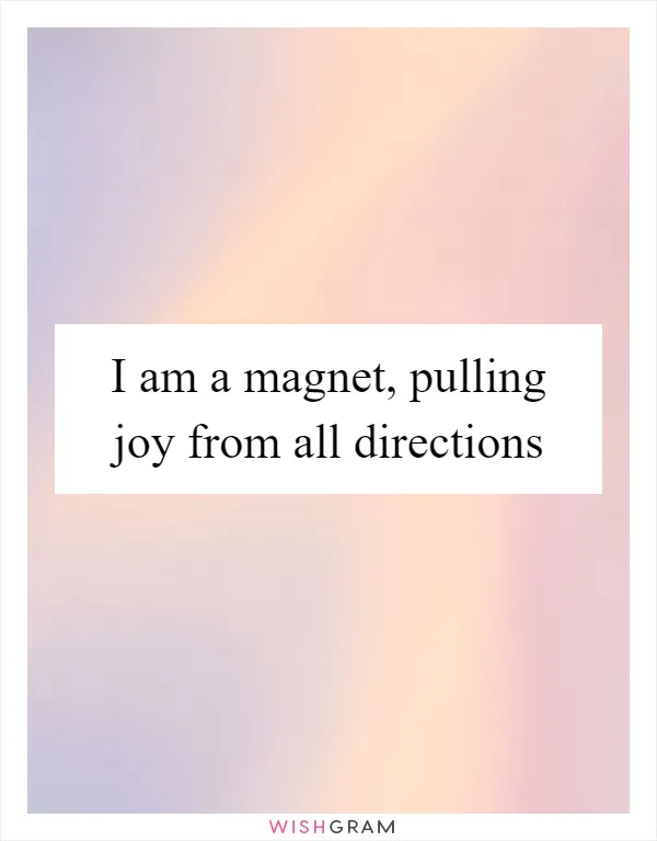 I am a magnet, pulling joy from all directions