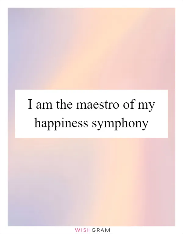 I am the maestro of my happiness symphony