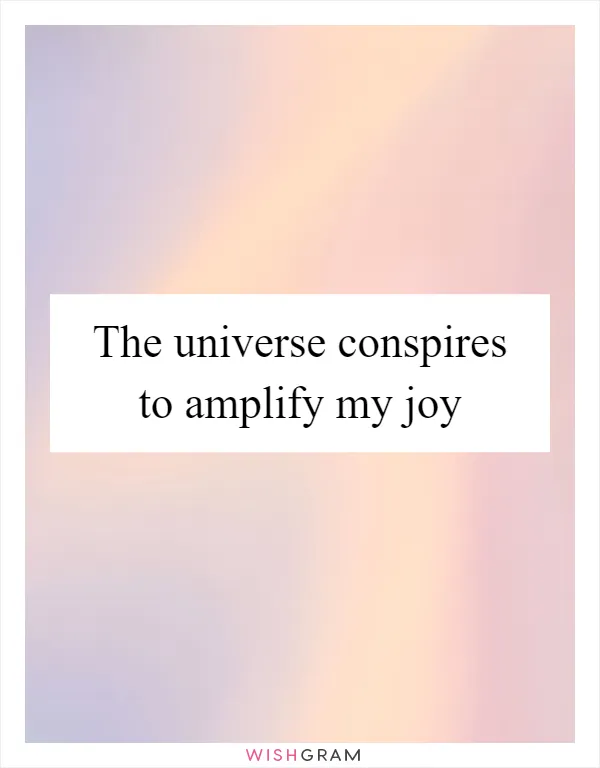 The universe conspires to amplify my joy