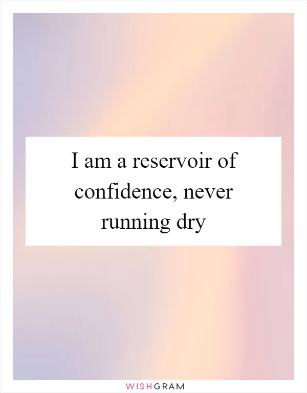 I am a reservoir of confidence, never running dry