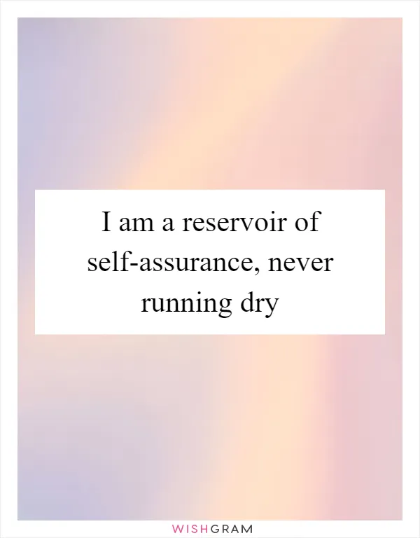 I am a reservoir of self-assurance, never running dry