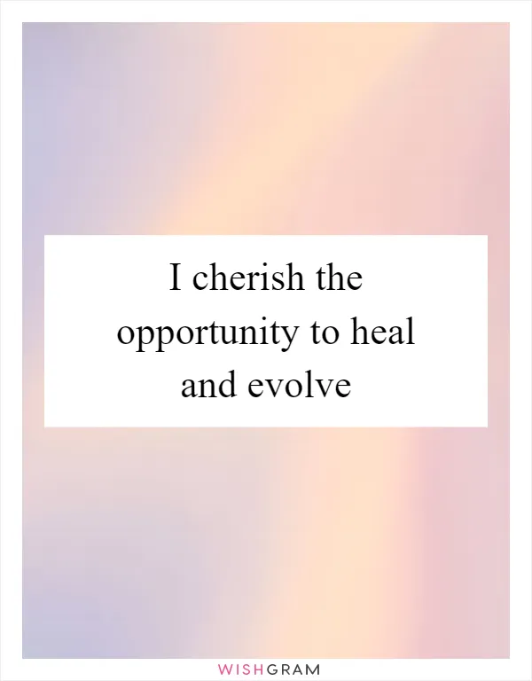 I cherish the opportunity to heal and evolve