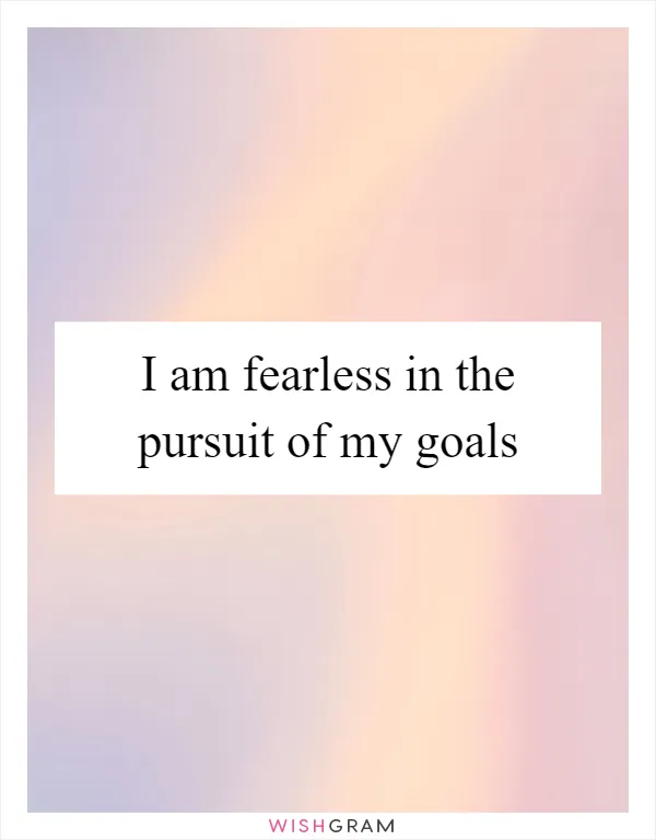 I am fearless in the pursuit of my goals