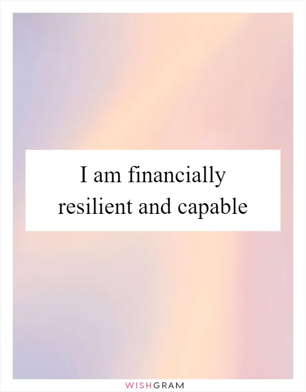 I am financially resilient and capable