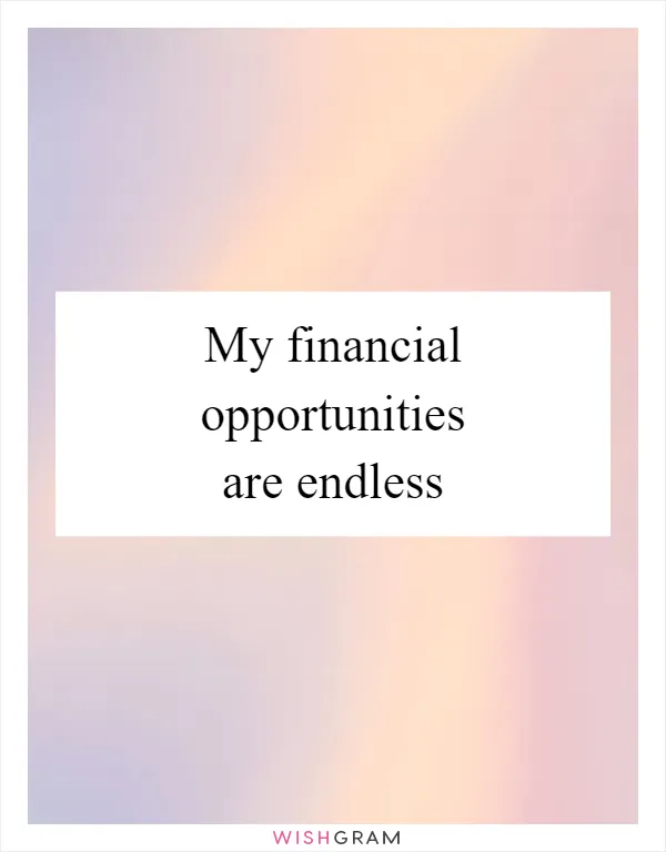 My financial opportunities are endless