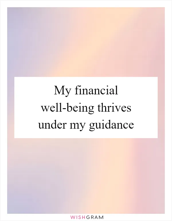 My financial well-being thrives under my guidance