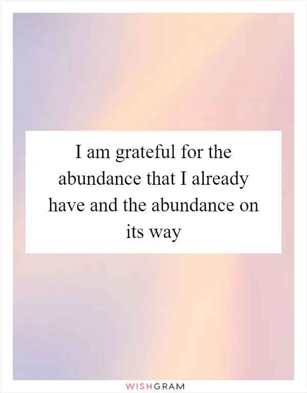 I am grateful for the abundance that I already have and the abundance on its way