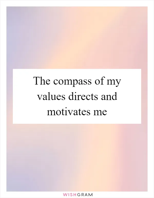 The compass of my values directs and motivates me