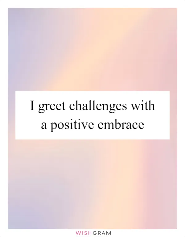 I greet challenges with a positive embrace