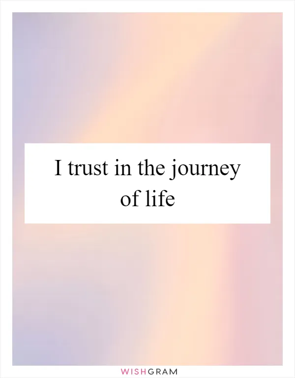 I trust in the journey of life