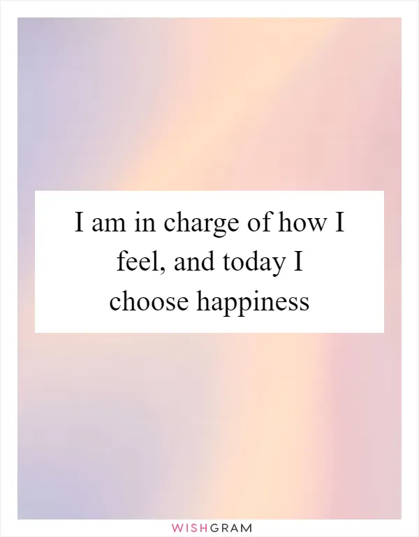 I am in charge of how I feel, and today I choose happiness