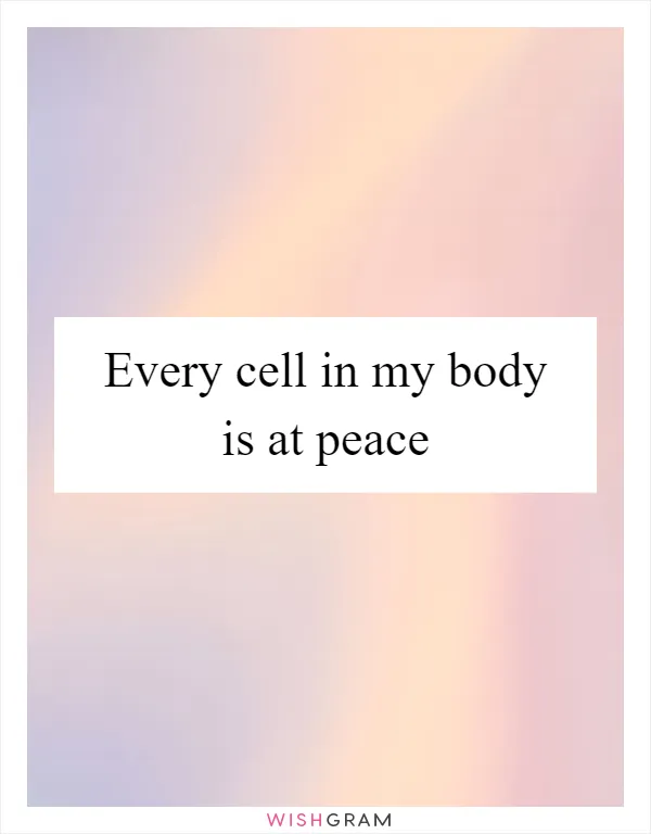 Every cell in my body is at peace