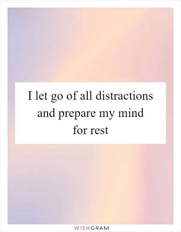 I let go of all distractions and prepare my mind for rest