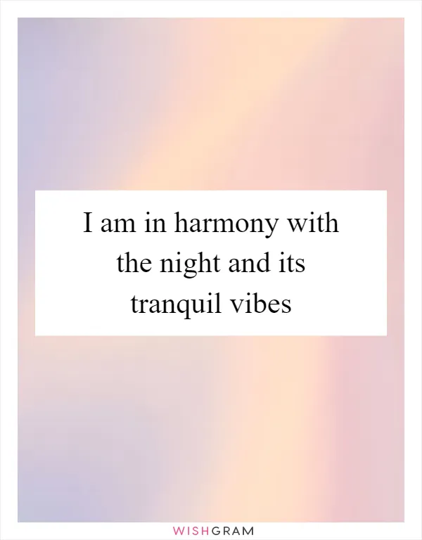 I am in harmony with the night and its tranquil vibes