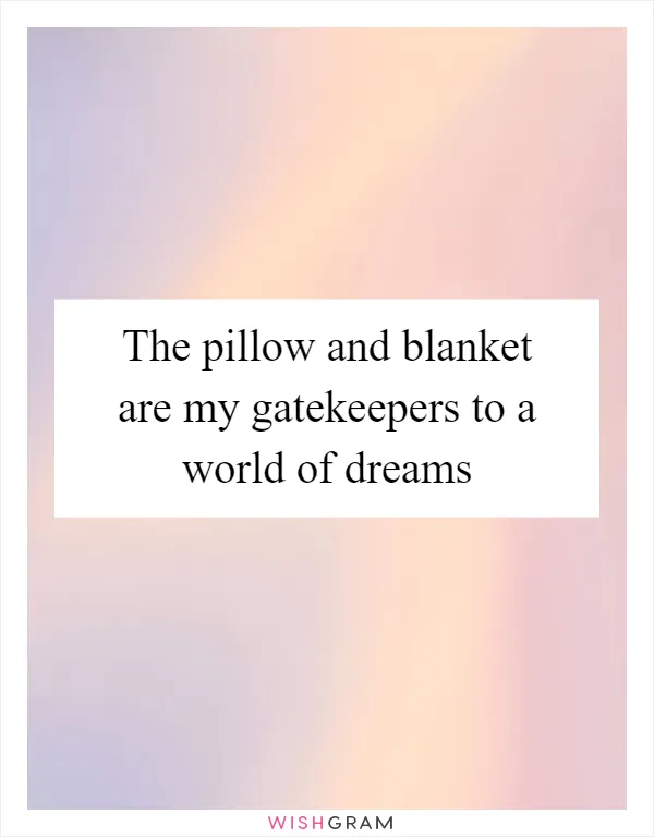 The pillow and blanket are my gatekeepers to a world of dreams