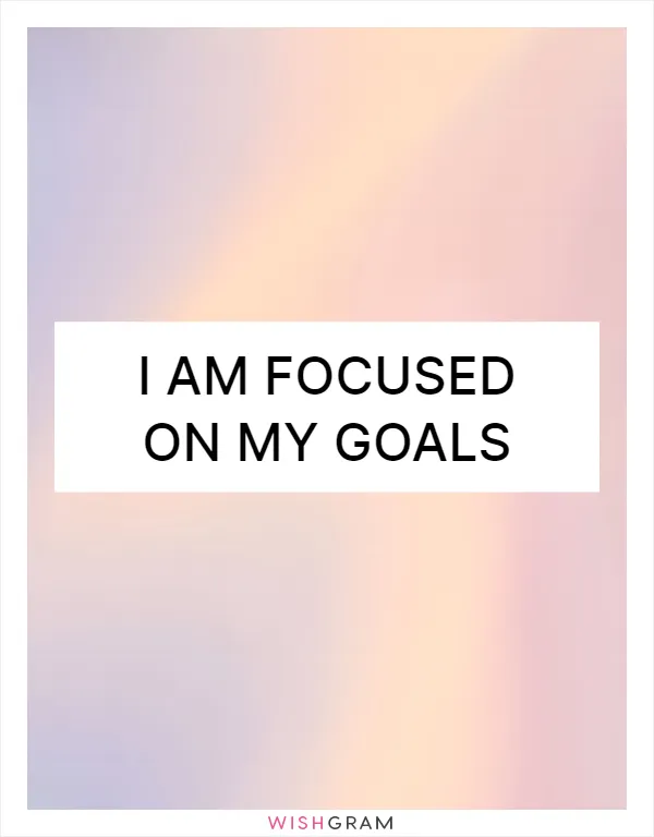 I am focused on my goals