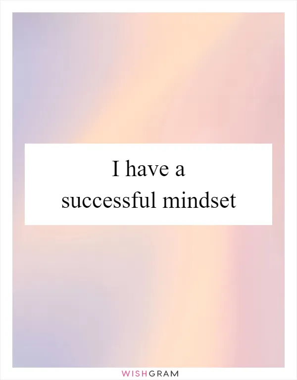 I have a successful mindset