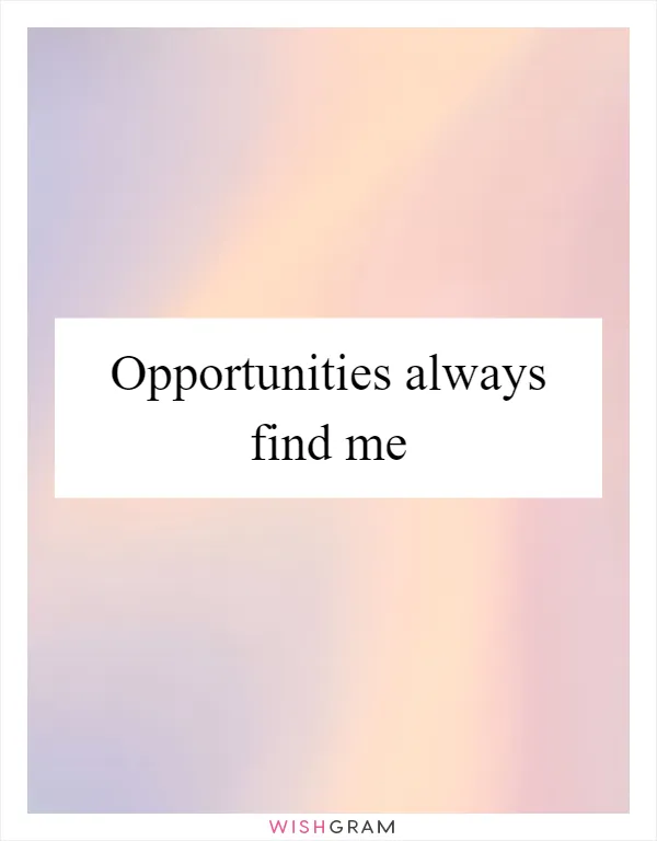 Opportunities always find me