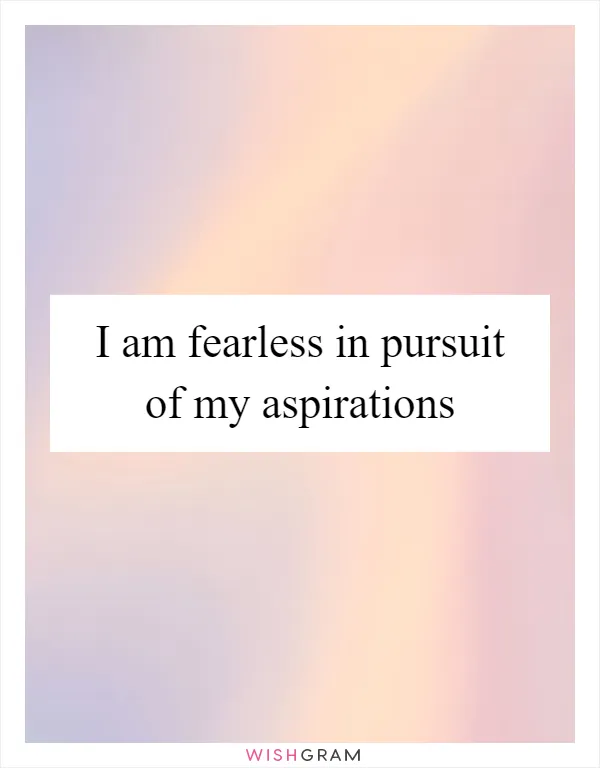 I am fearless in pursuit of my aspirations