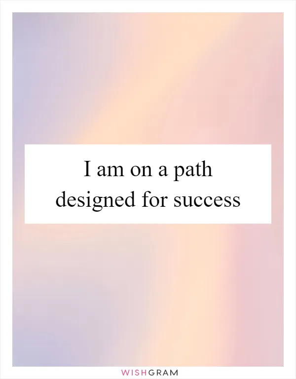 I am on a path designed for success