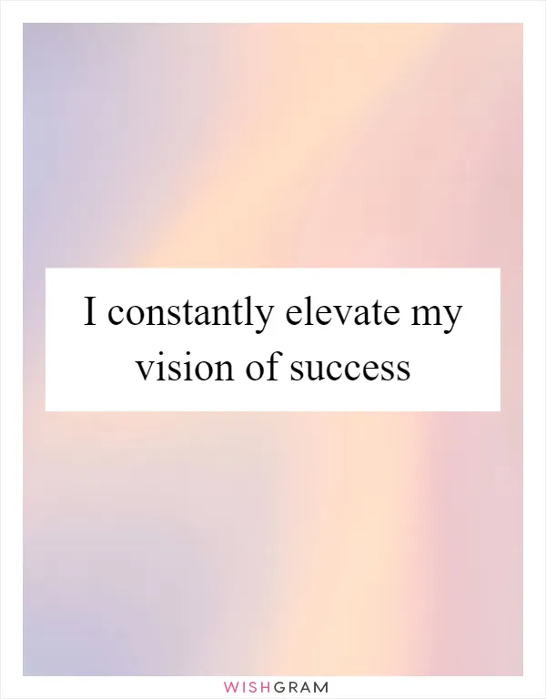 I constantly elevate my vision of success