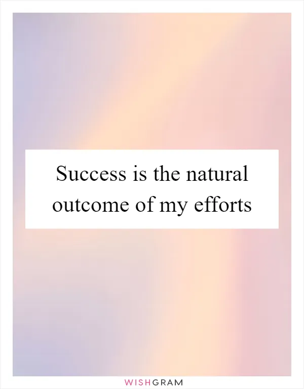 Success is the natural outcome of my efforts