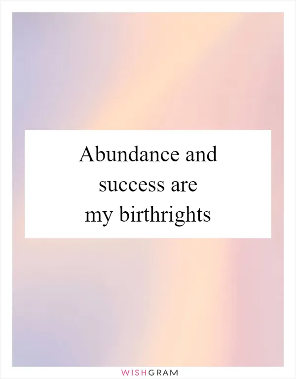 Abundance and success are my birthrights