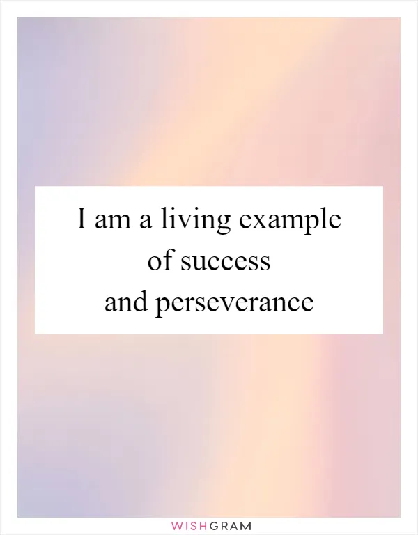 I am a living example of success and perseverance