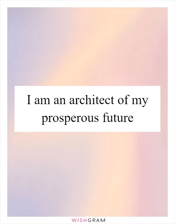 I am an architect of my prosperous future