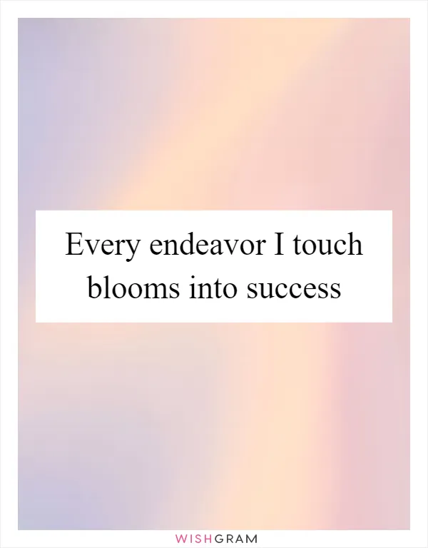 Every endeavor I touch blooms into success