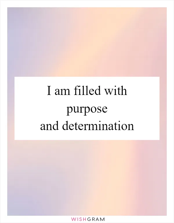 I am filled with purpose and determination