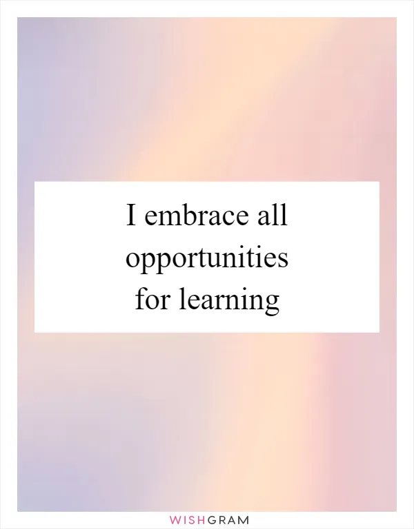I embrace all opportunities for learning