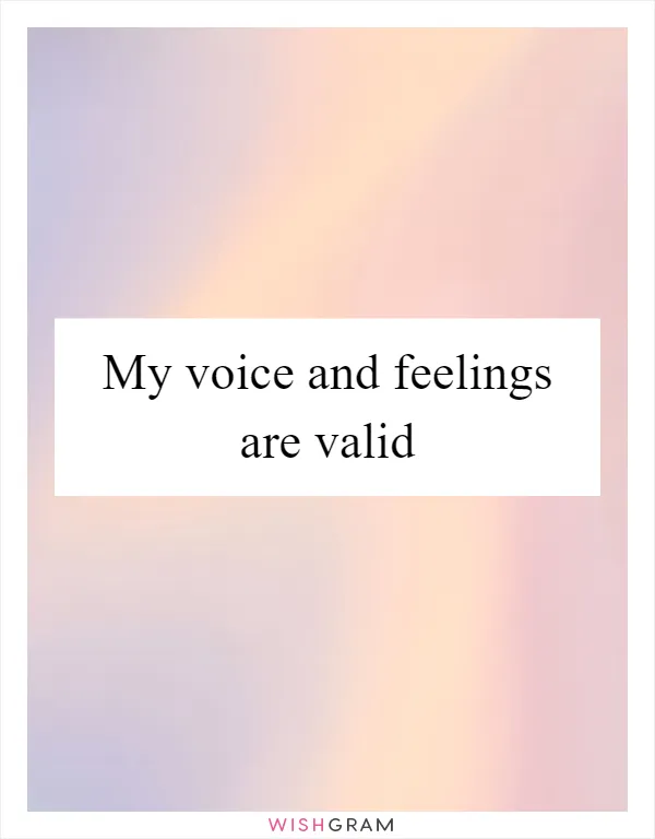 My voice and feelings are valid