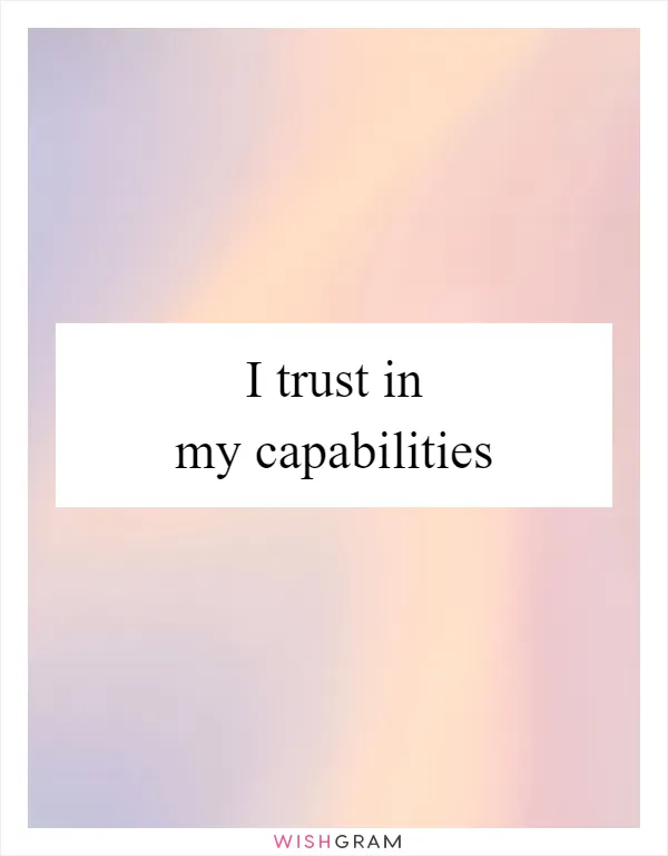 I trust in my capabilities
