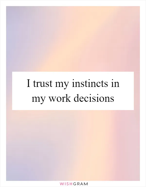 I trust my instincts in my work decisions
