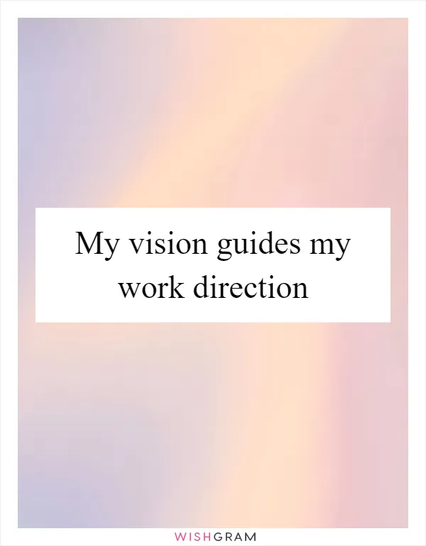 My vision guides my work direction