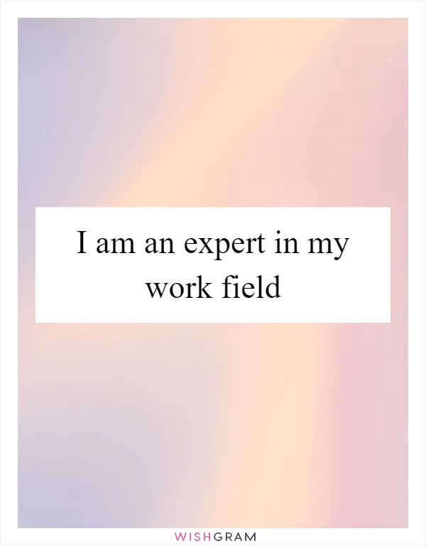 I am an expert in my work field