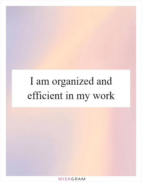 I am organized and efficient in my work