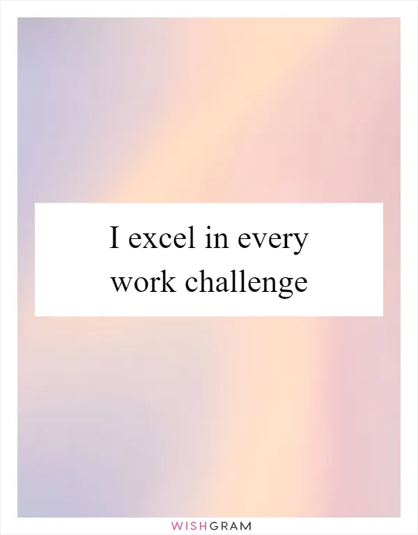 I excel in every work challenge