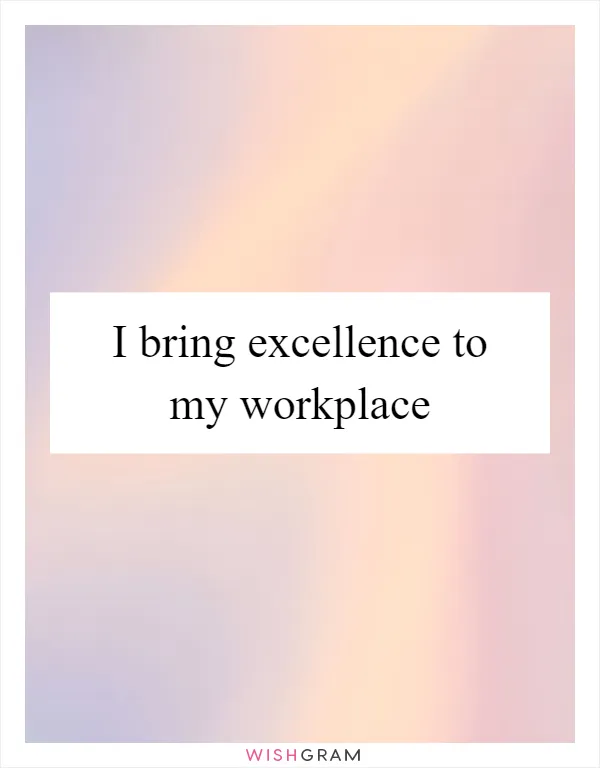 I bring excellence to my workplace