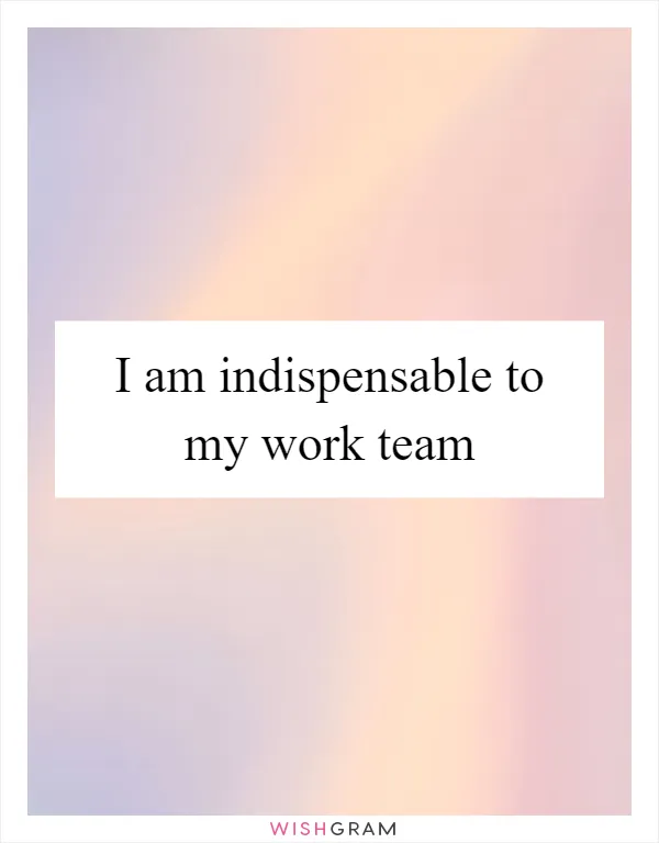 I am indispensable to my work team