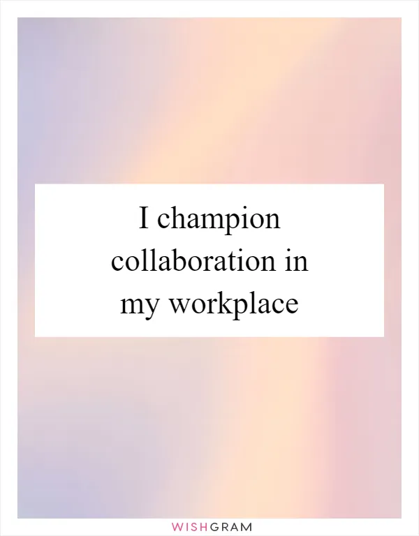 I champion collaboration in my workplace